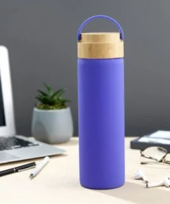 JoyJolt Glass Water Bottle with Carry Strap & Non Slip Silicone Sleeve - 20 oz - Purple