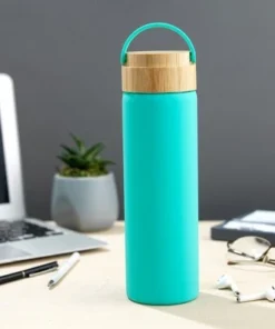 JoyJolt Glass Water Bottle with Carry Strap & Non Slip Silicone Sleeve - 20 oz - Turquoise