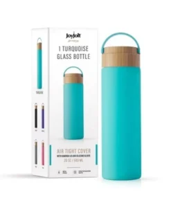 JoyJolt Glass Water Bottle with Carry Strap & Non Slip Silicone Sleeve - 20 oz - Turquoise -Water Bottles Sales unnamed file 4361