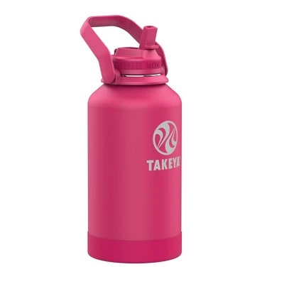 Takeya 64oz Actives Insulated Stainless Steel Water Bottle with Straw Lid and Extra Large Carry Handle Pink 8 Takeya 64oz Actives Insulated Stainless Steel Water Bottle with Straw Lid and Extra Large Carry Handle Pink - Image 6