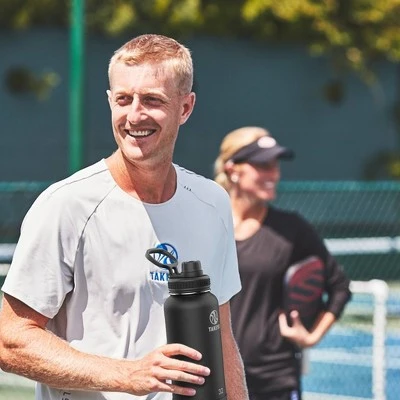 Takeya 32oz Actives Pickleball Insulated Stainless Steel Water Bottle with Spout Lid Blue 4 Takeya 32oz Actives Pickleball Insulated Stainless Steel Water Bottle with Spout Lid Blue - Image 2