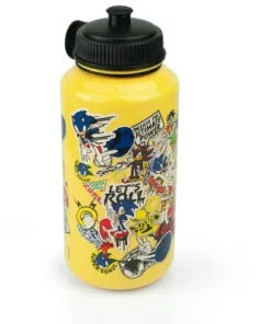 Just Funky Sonic The Hedgehog Sticker Bomb Large Plastic Water Bottle | Holds 32 Ounces