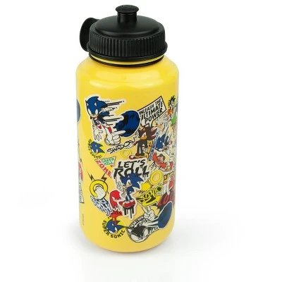 Just Funky Sonic The Hedgehog Sticker Bomb Large Plastic Water Bottle | Holds 32 Ounces 3 Just Funky Sonic The Hedgehog Sticker Bomb Large Plastic Water Bottle | Holds 32 Ounces