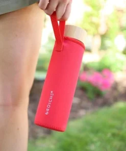 GROSCHE VENICE Eco-Friendly Glass Water Bottle with Bamboo lid and Protective Sleeve, 22.6 fl oz Capacity, Red Poppy -Water Bottles Sales unnamed file 4683