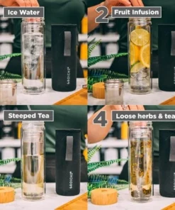 GROSCHE COPENHAGEN Double Walled Glass Tea Infuser Water Bottle, Insulated Bottle with Protective Sleeve, 14.3 fl oz. Capacity -Water Bottles Sales unnamed file 4862