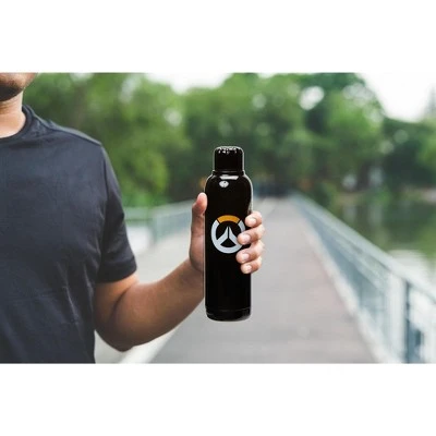 Just Funky Overwatch Logo 17oz Black Stainless Steel Water Bottle 7 Just Funky Overwatch Logo 17oz Black Stainless Steel Water Bottle - Image 5