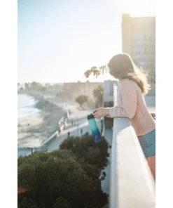 EcoVessel 24oz Insulated Stainless Steel Water Bottle with Dual Opening Lid - Blue Ombre