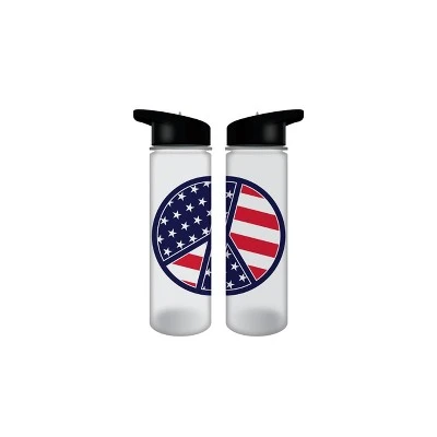 USA American Flag Peace Sign 24oz Plastic Water Bottle 3 USA American Flag Peace Sign 24oz Plastic Water Bottle