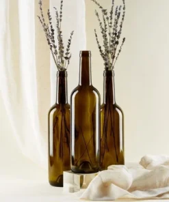 Juvale 6-Pack Wine Glass Bottles, 750ml Empty Recyclable Bordeaux Bottle for Home Brewing Alcohol, Wine Supplies, Green