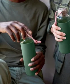 Black+blum Black + Blum Glass Water Bottle with Olive Sleeve