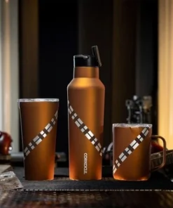 Corkcicle Star Wars 20 Ounce Sport Canteen Triple Insulated Stainless Steel Water Bottle with Straw Cap and Folding Metal Handle, Chewbacca -Water Bottles Sales unnamed file 5852