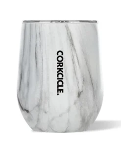 Corkcicle Luxe Collection 12 Oz Triple Insulated Stainless Steel Stemless Travel Cup with Lid & Silicone Bottom for Hot and Cold Drinks, Snowdrift