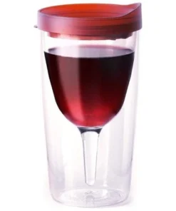 Vino2Go Merlot Acrylic Insulated Wine Tumbler with Slide Lid, 10 Ounce