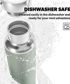 Dometic THRM48 16 Ounce Stainless Steel Vacuum Sealed Insulated Thermo Bottle with Twist Off Steel Cap, BPA Free and Dishwasher Safe, Moss