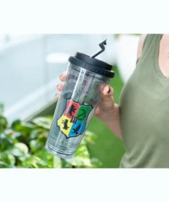 Silver Buffalo Harry Potter Hogwarts Crest 24oz Double Walled Plastic Travel Mug -Water Bottles Sales unnamed file 674