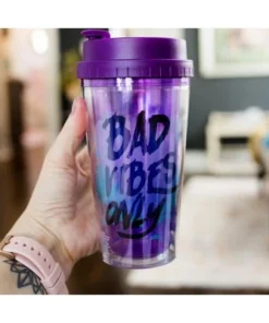 Silver Buffalo Disney Villains "Bad Vibes Only" Double-Walled Plastic Tumbler | Holds 16 Ounces -Water Bottles Sales unnamed file 721