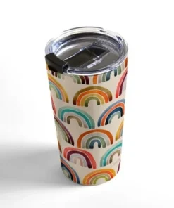 Society6 Cat Coquillette Rainbow Watercolor Retro Palette 20 oz Stainless Steel Travel Mug - Deny Designs
