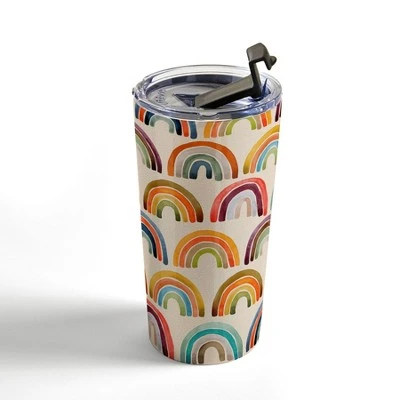 Society6 Cat Coquillette Rainbow Watercolor Retro Palette 20 oz Stainless Steel Travel Mug - Deny Designs 5 Society6 Cat Coquillette Rainbow Watercolor Retro Palette 20 oz Stainless Steel Travel Mug - Deny Designs - Image 3
