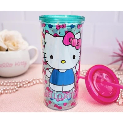 Silver Buffalo Hello Kitty Bows and Hearts Carnival Cup with Lid and Straw | Holds 20 Ounces 3 Silver Buffalo Hello Kitty Bows and Hearts Carnival Cup with Lid and Straw | Holds 20 Ounces