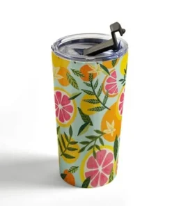 Society6 Cat Coquillette Grapefruit Blooms Mint Palette 20 oz Stainless Steel Travel Mug - Deny Designs -Water Bottles Sales unnamed file 840