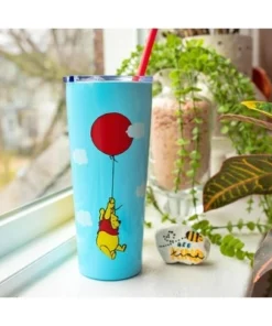 Silver Buffalo Winnie the Pooh Balloon Stainless Steel Tumbler With Straw | Holds 22 Ounces -Water Bottles Sales unnamed file 846
