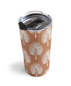 Society6 CoastL Studio Wide Palm Terra Cotta 20 oz Stainless Steel Travel Mug - Deny Designs