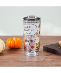 Silver Buffalo Peanuts Charlie Brown Travel Tumbler with Slide Close Lid | Holds 20 Ounces -Water Bottles Sales unnamed file 892