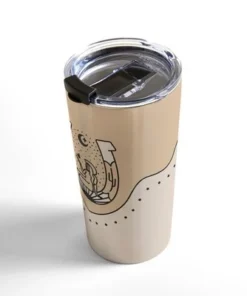 Society6 Allie Falcon Good Fortune Gal Neutral 20 oz Stainless Steel Travel Mug - Deny Designs